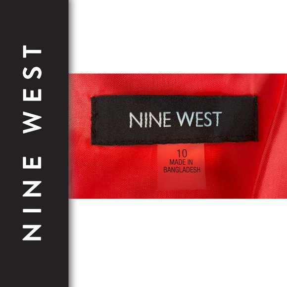 Nine West Sleeveless Coral and White Striped A Line pleated Midi Cute Dress 10 - Picture 3 of 4